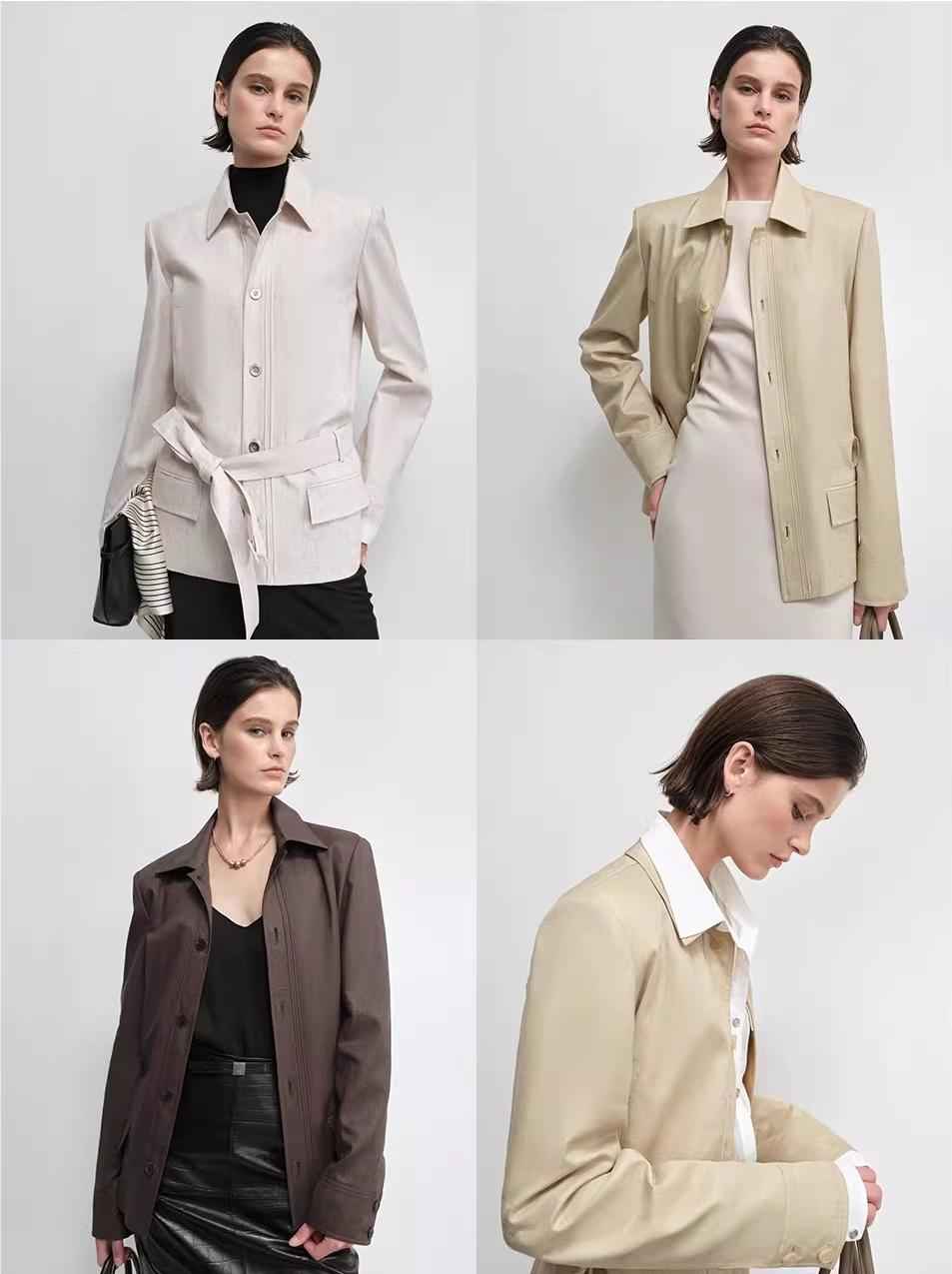 THE ARTM Women's Linen Blazer Jacket with Belt - Slim Fit Short Hunting Jacket for Spring - variant_title