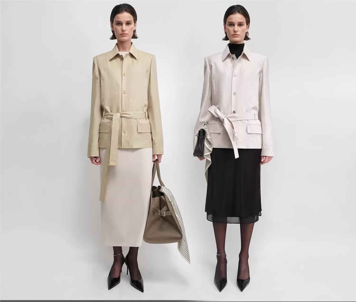 THE ARTM Women's Linen Blazer Jacket with Belt - Slim Fit Short Hunting Jacket for Spring - variant_title