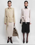 THE ARTM Women's Linen Blazer Jacket with Belt - Slim Fit Short Hunting Jacket for Spring - variant_title