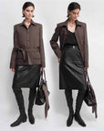 THE ARTM Women's Linen Blazer Jacket with Belt - Slim Fit Short Hunting Jacket for Spring - variant_title