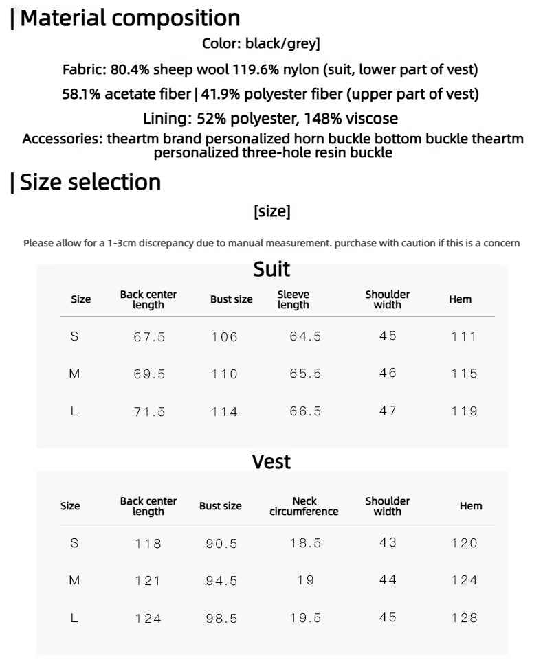 THE ARTM Women's Oversized Blazer Suit Set - Wide Shoulder Wool Jacket with Vest