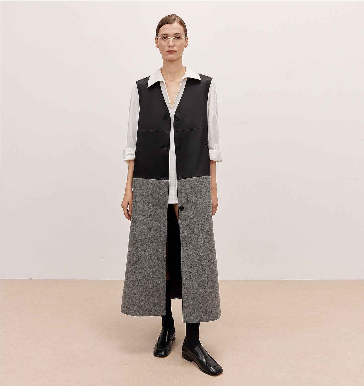 THE ARTM Women's Oversized Blazer Suit Set - Wide Shoulder Wool Jacket with Vest