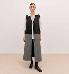 THE ARTM Women's Oversized Blazer Suit Set - Wide Shoulder Wool Jacket with Vest
