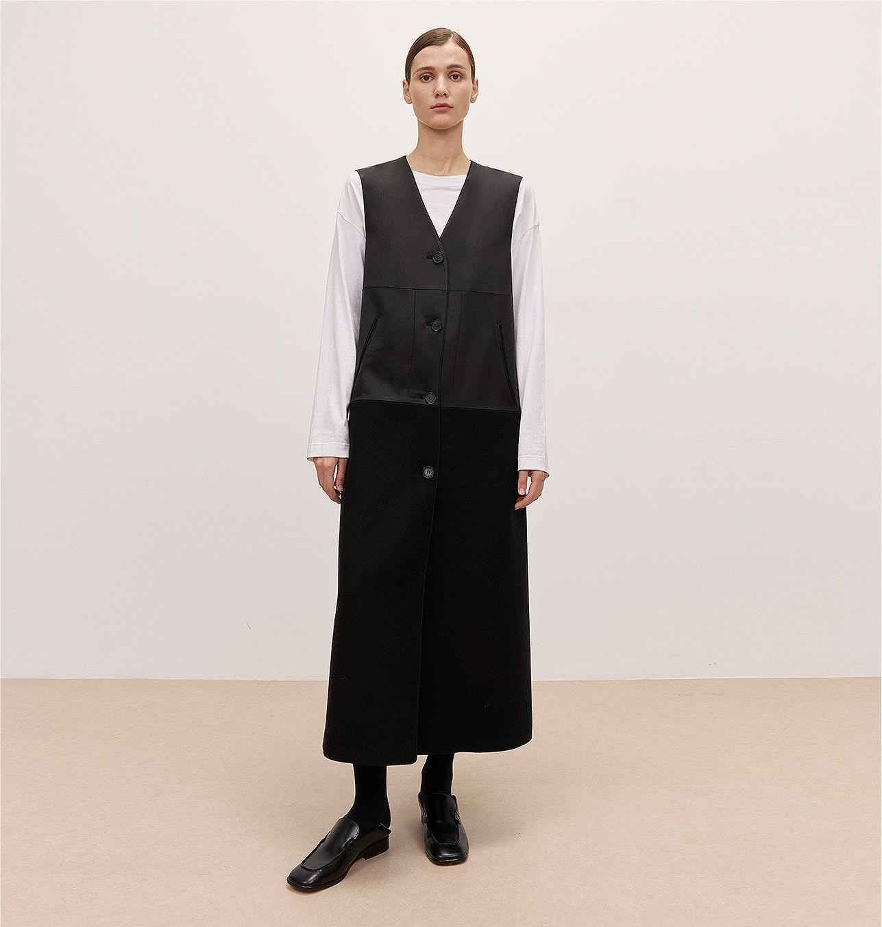THE ARTM Women's Oversized Blazer Suit Set - Wide Shoulder Wool Jacket with Vest