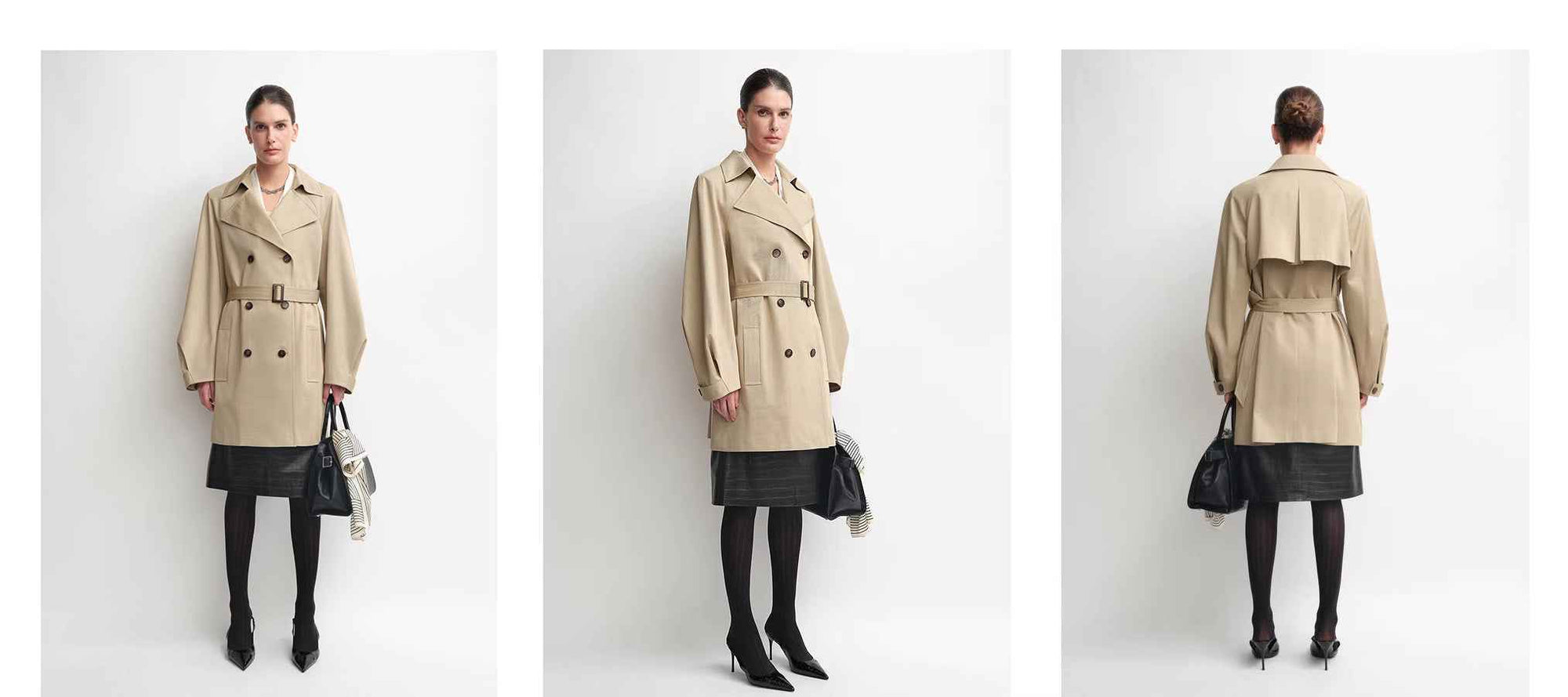 THE ARTM Women's Oversized Trench Coat - Double Breasted Wool Blend with Belt - variant_title
