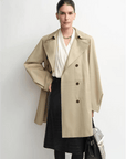 THE ARTM Women's Oversized Trench Coat - Double Breasted Wool Blend with Belt - variant_title