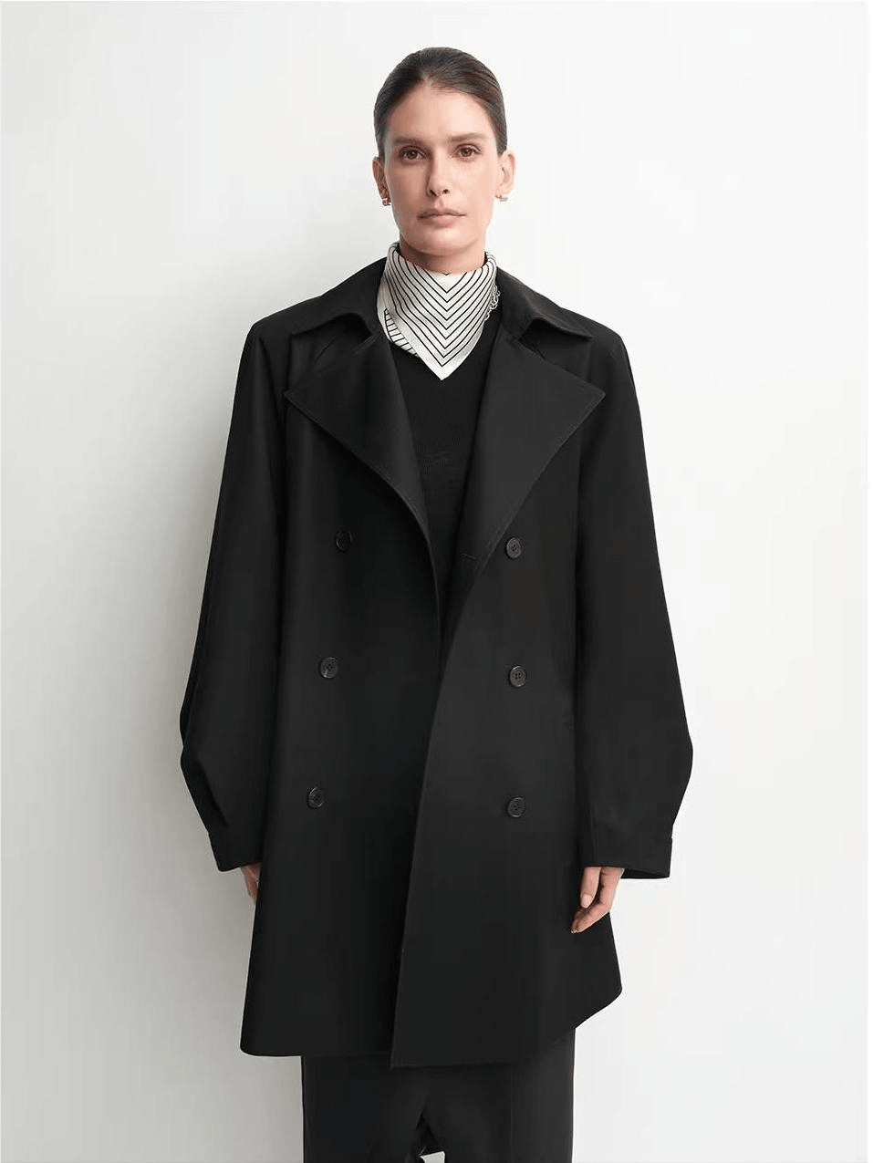 THE ARTM Women's Oversized Trench Coat - Double Breasted Wool Blend with Belt