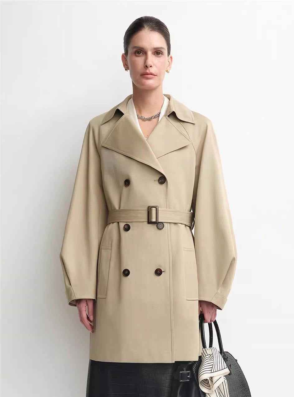 THE ARTM Women's Oversized Trench Coat - Double Breasted Wool Blend with Belt - variant_title
