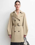 THE ARTM Women's Oversized Trench Coat - Double Breasted Wool Blend with Belt - variant_title