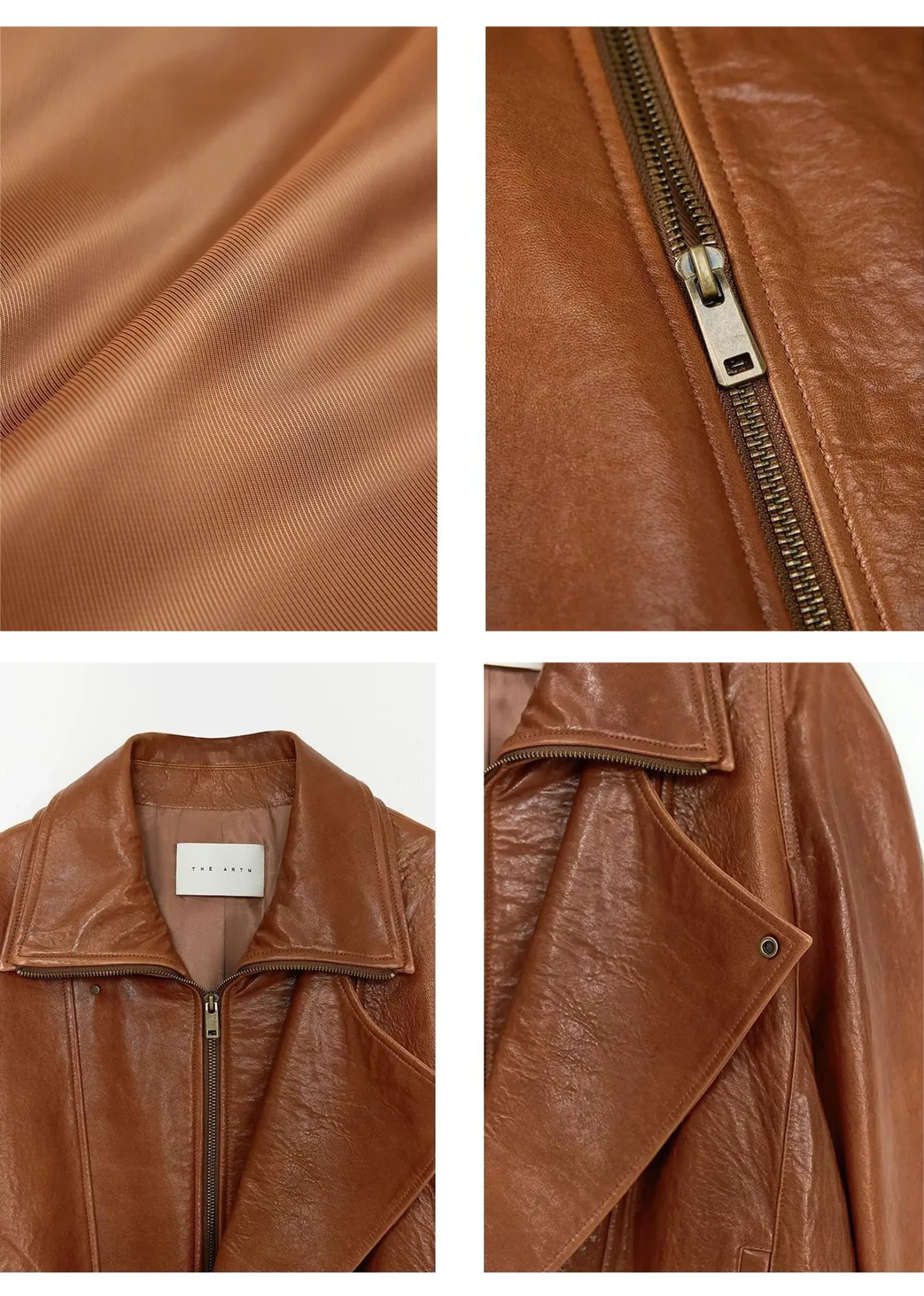 THE ARTM Women’s Sheepskin Leather Jacket, Lightweight, Vintage Double Lapel StyleFirelady Fur