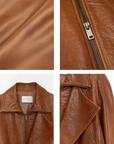 THE ARTM Women’s Sheepskin Leather Jacket, Lightweight, Vintage Double Lapel StyleFirelady Fur