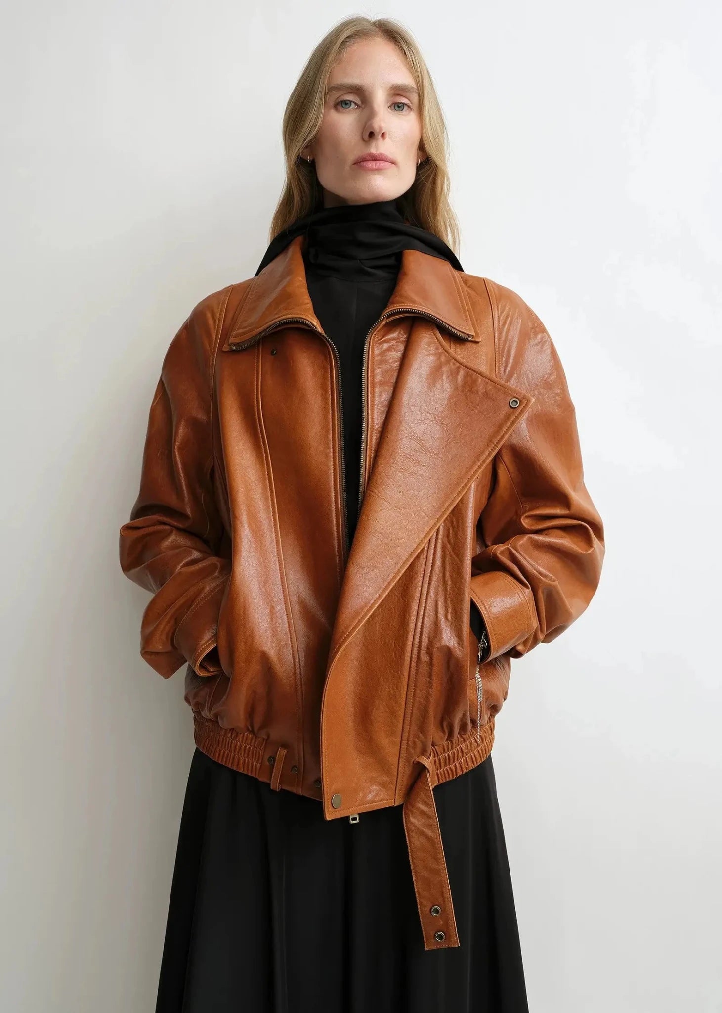 THE ARTM Women’s Sheepskin Leather Jacket, Lightweight, Vintage Double Lapel StyleFirelady Fur