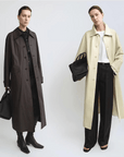 THE ARTM Women's Waxed Cotton Trench Coat - Long Belted Jacket with Plaid Lining - variant_title