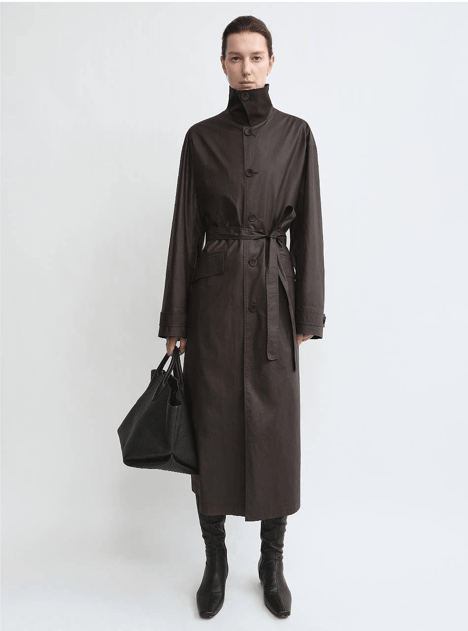 THE ARTM Women's Waxed Cotton Trench Coat - Long Belted Jacket with Plaid Lining