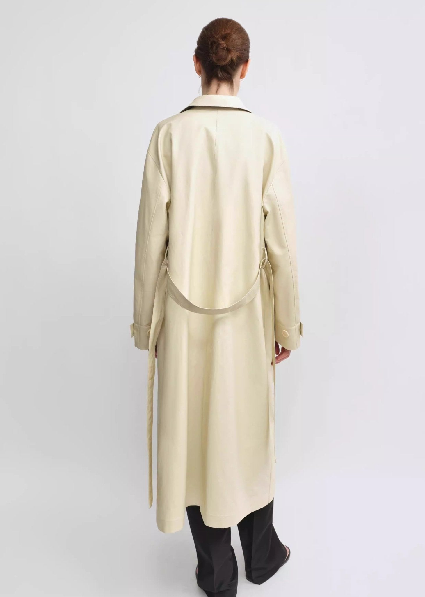 THE ARTM Women's Waxed Cotton Trench Coat - Long Belted Jacket with Plaid Lining