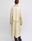 THE ARTM Women's Waxed Cotton Trench Coat - Long Belted Jacket with Plaid Lining