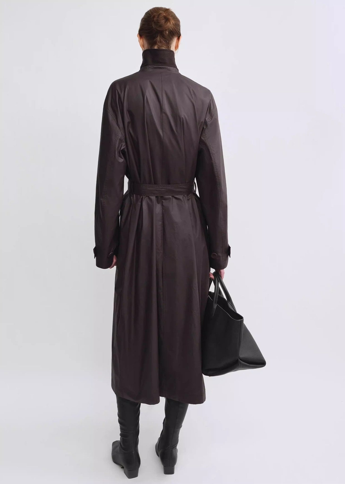 THE ARTM Women's Waxed Cotton Trench Coat - Long Belted Jacket with Plaid Lining