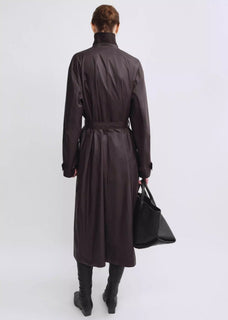THE ARTM Women's Waxed Cotton Trench Coat - Long Belted Jacket with Plaid Lining