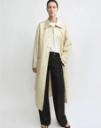 THE ARTM Women's Waxed Cotton Trench Coat - Long Belted Jacket with Plaid Lining