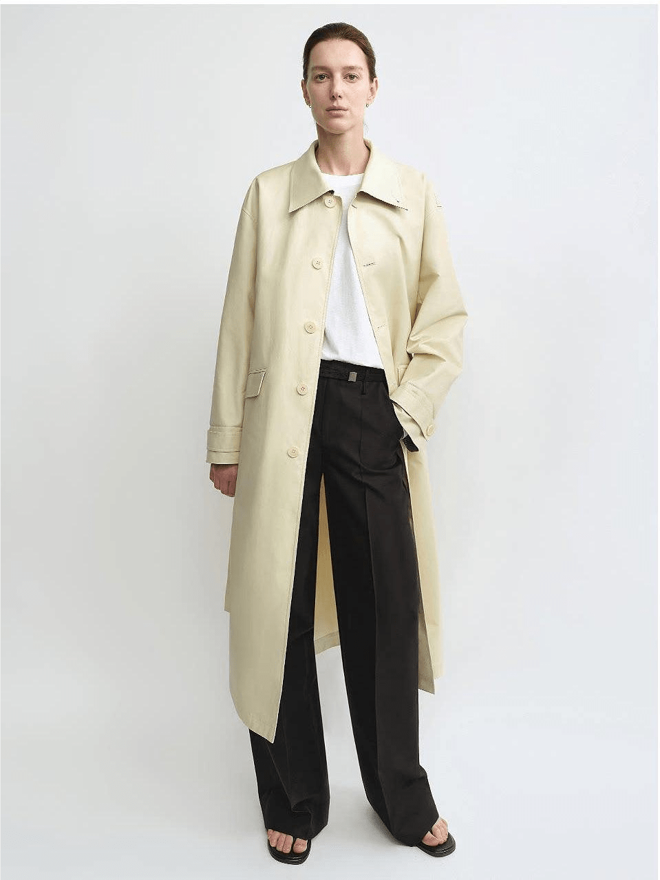 THE ARTM Women's Waxed Cotton Trench Coat - Long Belted Jacket with Plaid Lining
