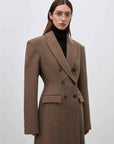THE ARTM Women's Wool Herringbone Double - Breasted Blazer with Structured Shoulders - variant_title
