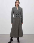 THE ARTM Women's Wool Herringbone Double - Breasted Blazer with Structured Shoulders - variant_title