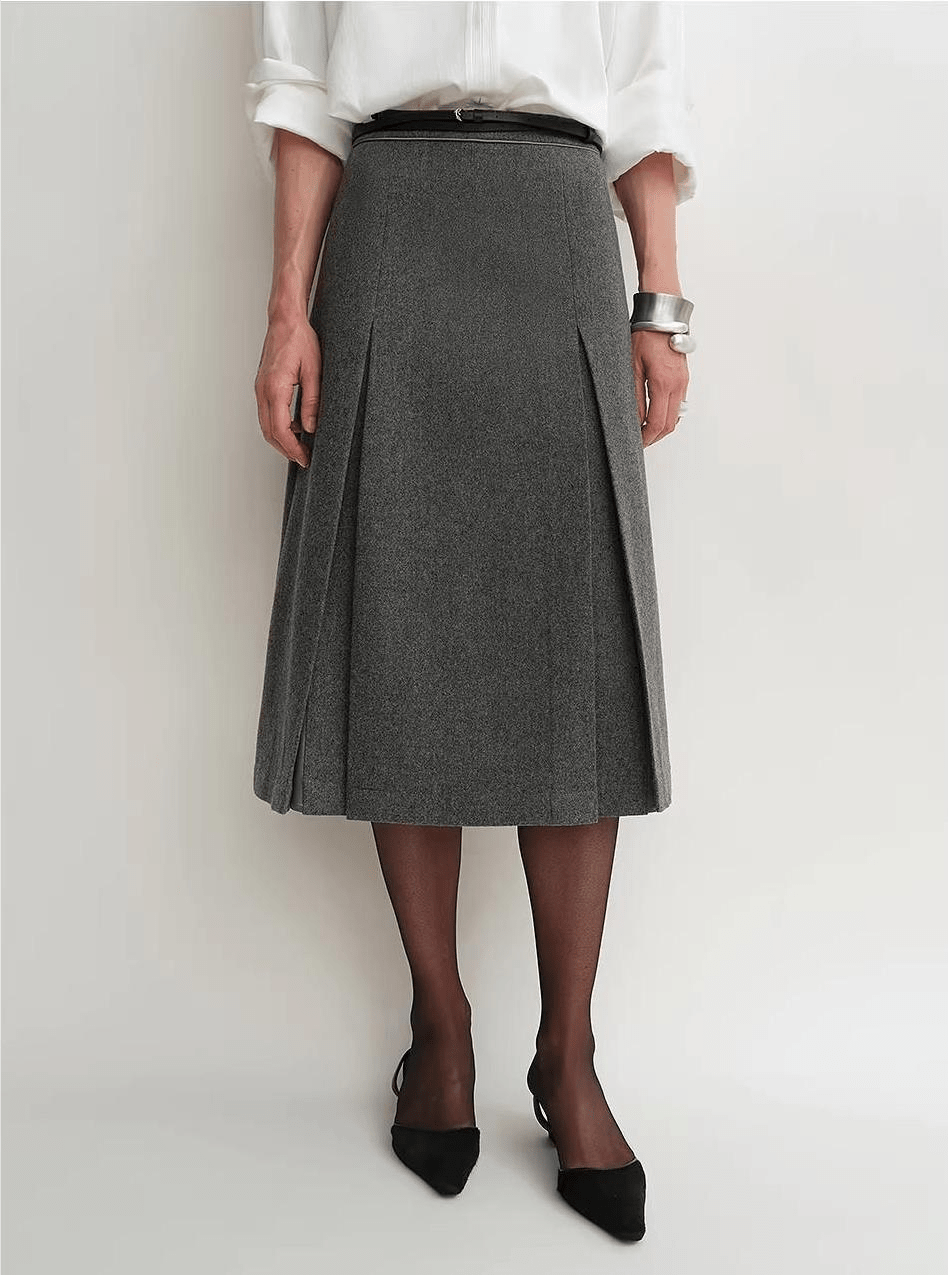 THE ARTM Women's Wool Suit Set - Fitted Blazer & A - Line Skirt - variant_title