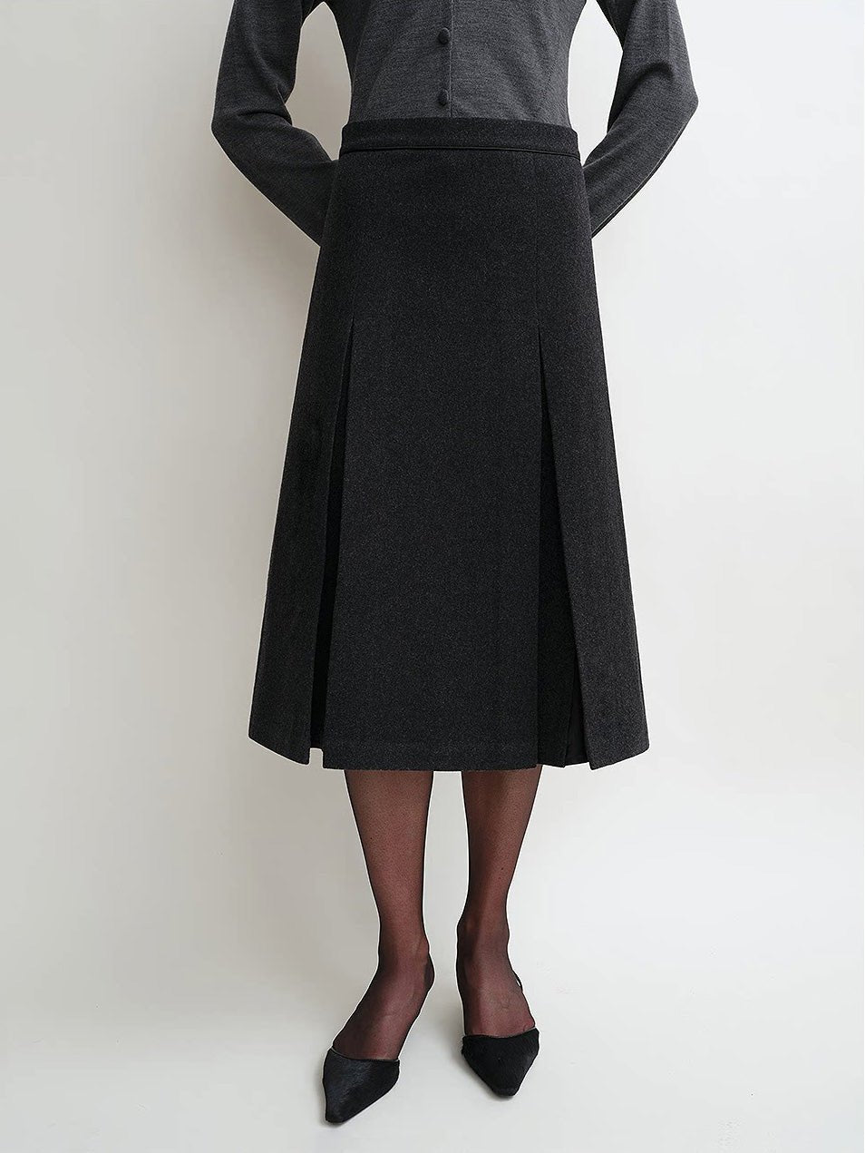 THE ARTM Women's Wool Suit Set - Fitted Blazer & A - Line Skirt - variant_title
