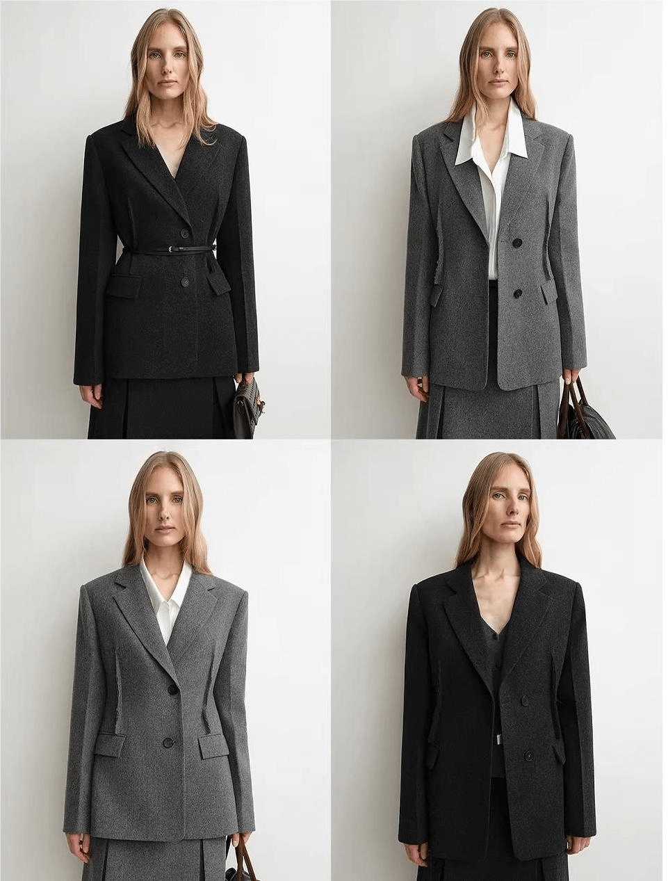 THE ARTM Women's Wool Suit Set - Fitted Blazer & A - Line Skirt - variant_title