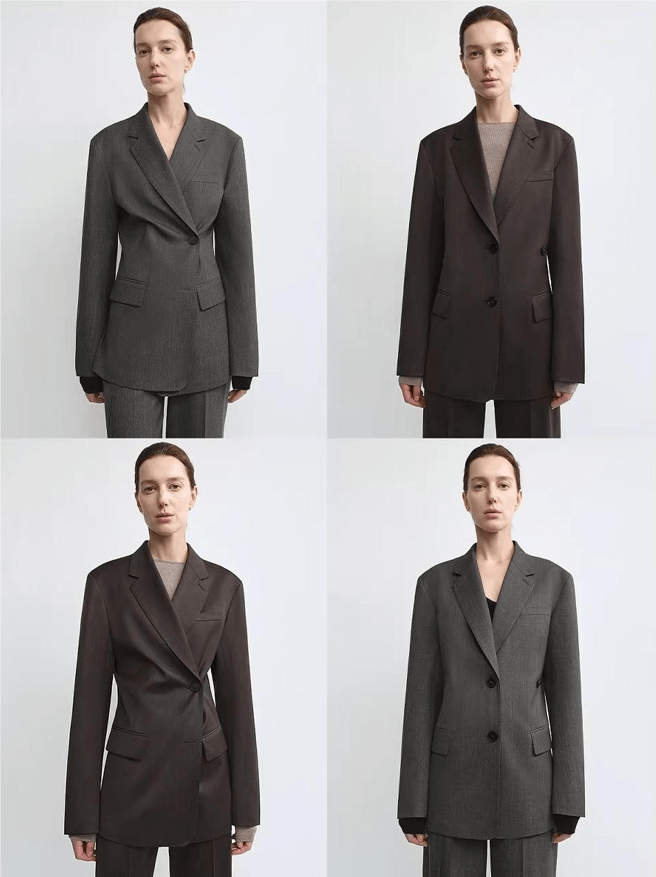 THE ARTM Wool & Silk Blend Oversized Suit Set - Wrinkle - Resistant Blazer & Trousers - variant_title