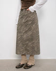 "Thousand Layers of Echoes" Chenille Original Print Camouflage Retro Distressed Straight Mid - Waist Skirt - variant_title