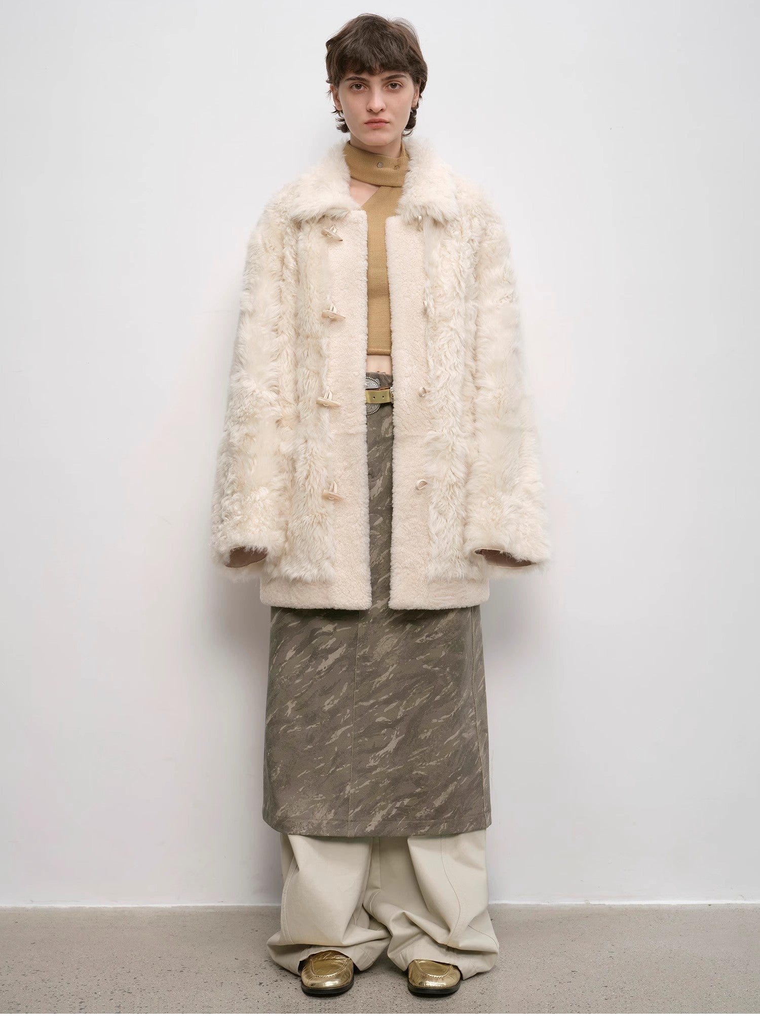 "Thousand Layers of Echoes" Chenille Original Print Camouflage Retro Distressed Straight Mid - Waist Skirt - variant_title