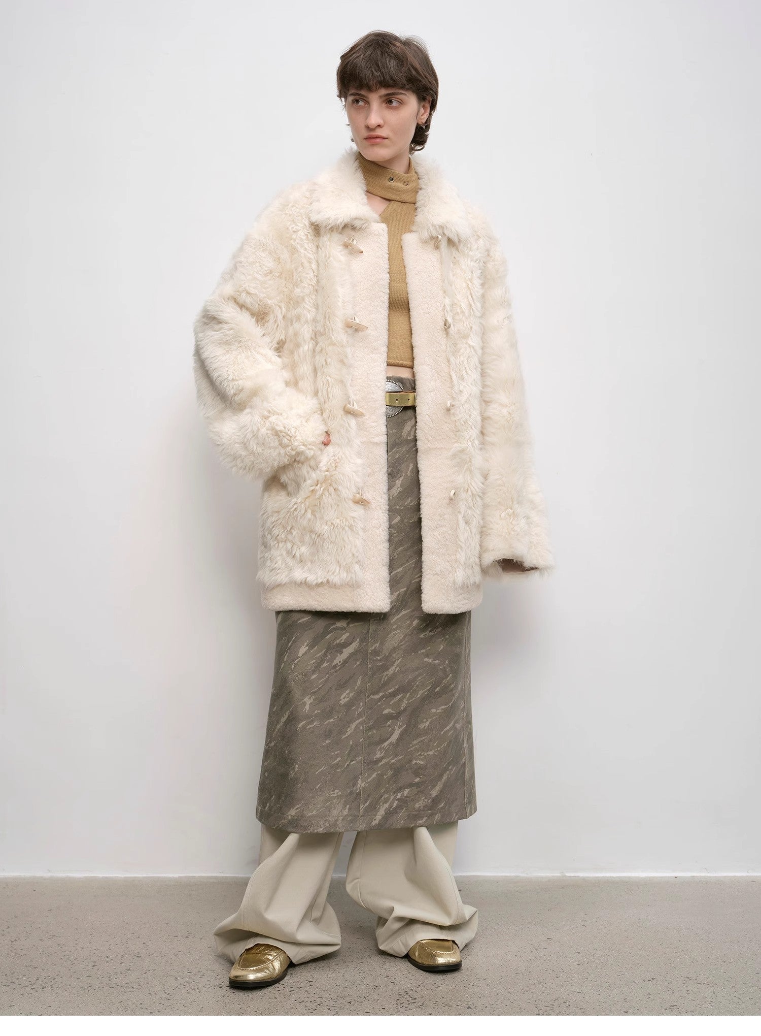 "Thousand Layers of Echoes" Chenille Original Print Camouflage Retro Distressed Straight Mid - Waist Skirt - variant_title