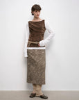 "Thousand Layers of Echoes" Chenille Original Print Camouflage Retro Distressed Straight Mid - Waist Skirt - variant_title