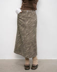 "Thousand Layers of Echoes" Chenille Original Print Camouflage Retro Distressed Straight Mid - Waist Skirt - variant_title