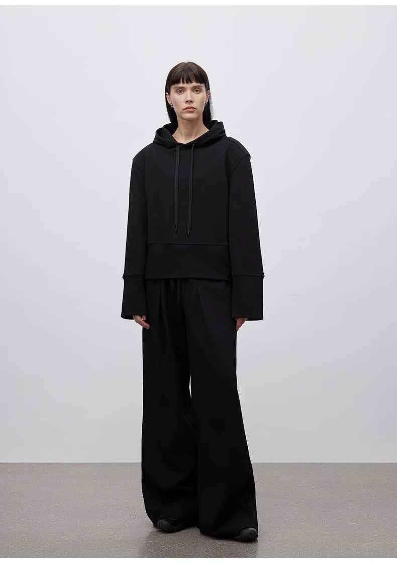 "Time Travel" Short Hooded Sweatshirt for Women, Sports Style Set, Autumn and Winter Casual Sweatpants with Straight - Leg and Draped Fit - variant_title