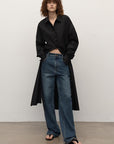 TOP grade long - staple cotton basic micro - stacked straight jeans - variant_title