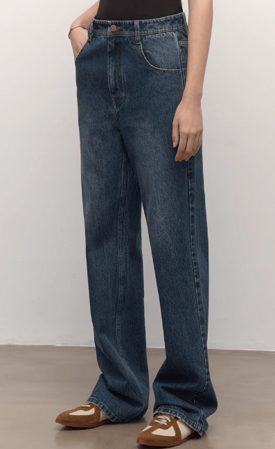 TOP grade long - staple cotton basic micro - stacked straight jeans - variant_title