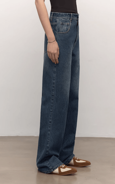 TOP grade long - staple cotton basic micro - stacked straight jeans - variant_title