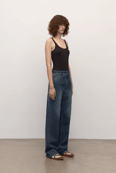 TOP grade long - staple cotton basic micro - stacked straight jeans - variant_title