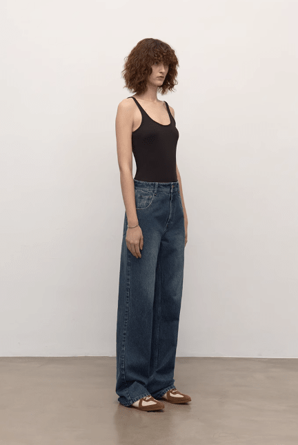 TOP grade long - staple cotton basic micro - stacked straight jeans - variant_title