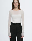 Transparent patchwork acetate Tencel temperament slim fit slim long sleeve T-shirt for women - variant_title