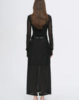 Transparent patchwork acetate Tencel long sleeve T-shirt black back view