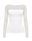 Transparent patchwork acetate Tencel long sleeve T-shirt original white product cutout
