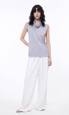 Triacetate mixed tencel high collar knitted sleeveless vest - variant_title