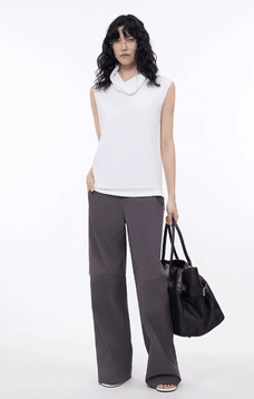 Triacetate mixed tencel high collar knitted sleeveless vest - variant_title