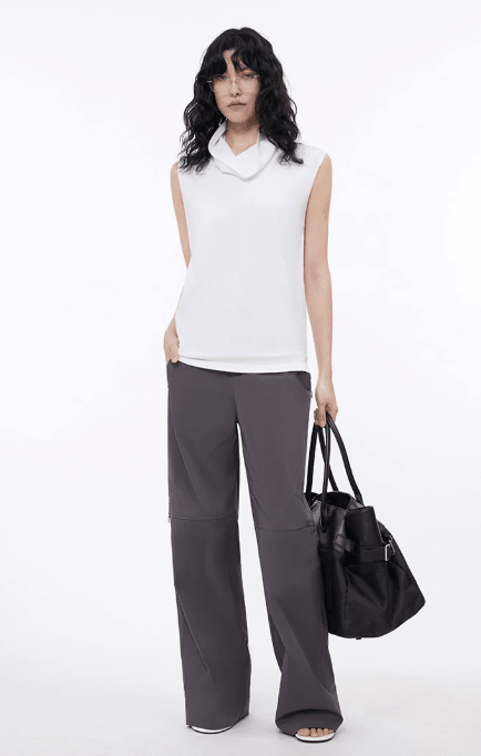 Triacetate mixed tencel high collar knitted sleeveless vest - variant_title