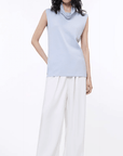 Triacetate mixed tencel high collar knitted sleeveless vest - variant_title