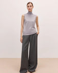 Triacetate mixed tencel high collar knitted sleeveless vest - variant_title