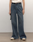 Turkish double - core micro - elastic snowflake denim versatile tall and slim low - waist denim wide - leg pants - variant_title
